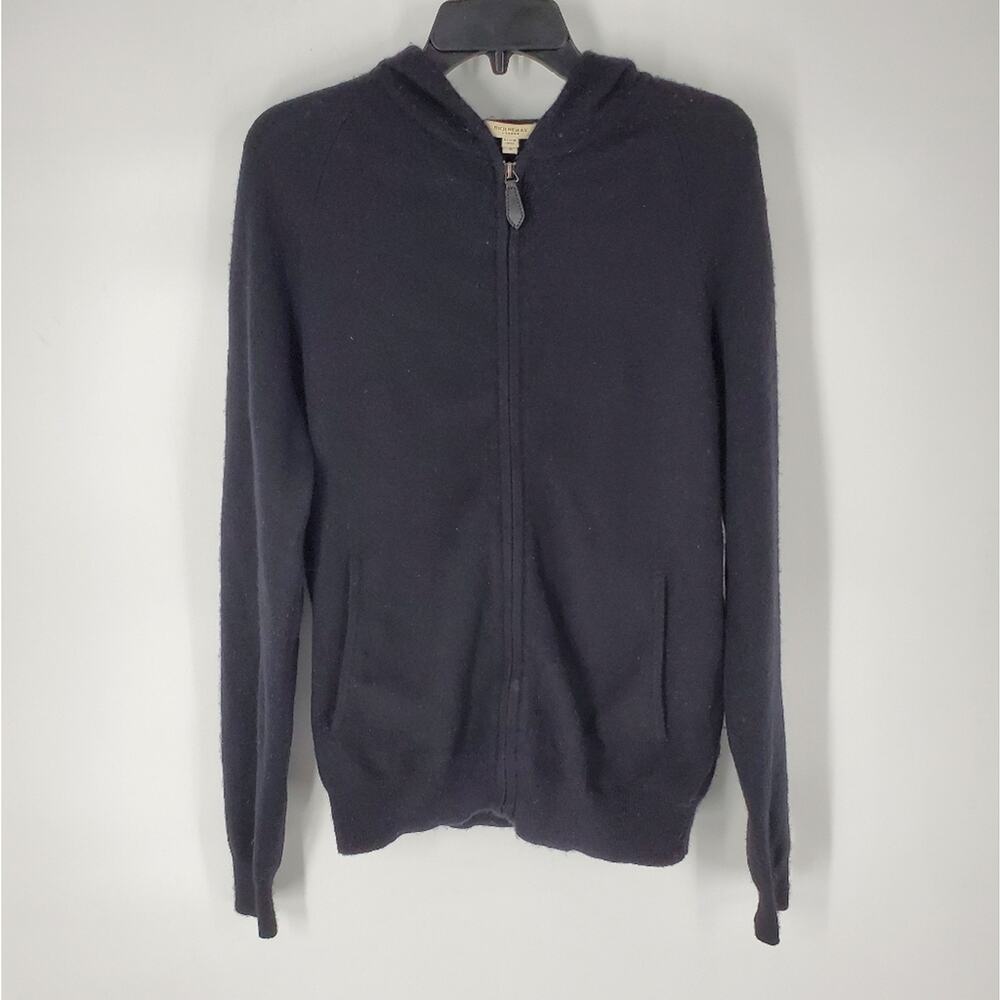 Burberry London Black Cashmere Full Zip Long Sleeve Sweatshirt Hoodie S